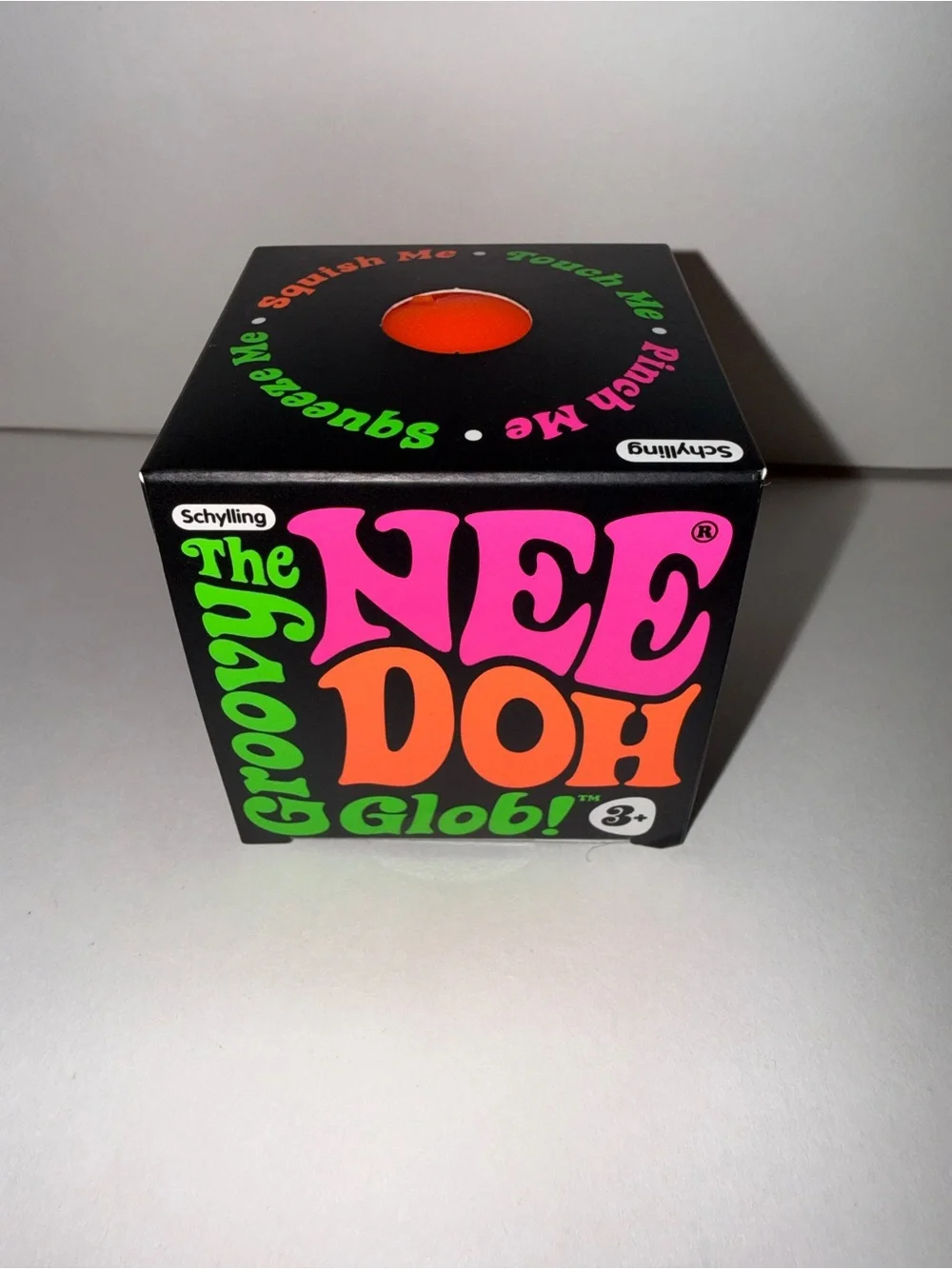 Schylling Nee Doh Groovy Glob-Orange Squeeze Ball- Authentic NeeDoh, NEW